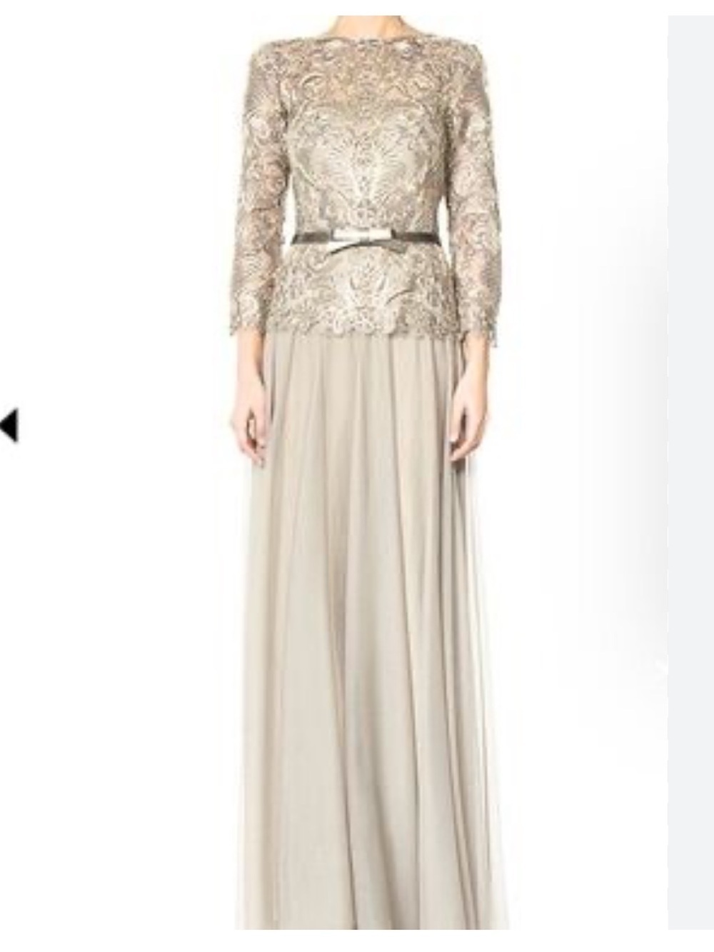 Tadashi Shoji Corded Embroidery on Tulle 3/4 Sleeve Gown